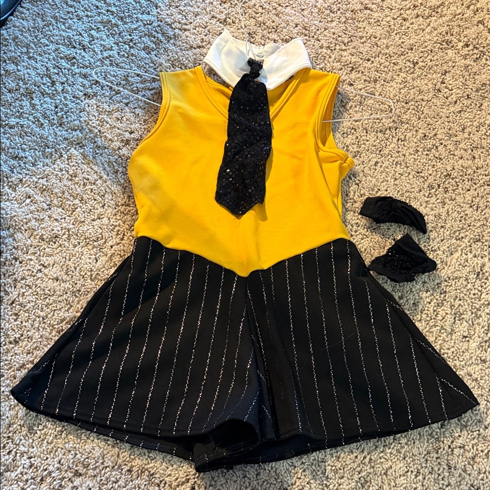 Girls Wolff Fording & Company dance costume 904150 child sz 10 yellow black tie